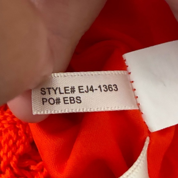 Eliza J Vibrant Orange Halter Midi Sheath Crochet Dress L - Picture 15 of 15